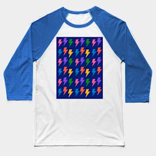 Rainbow Lightning Bolts Pack on Navy Blue Baseball T-Shirt